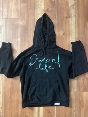 Diamond Supply Co. Black Hoodie with Teal Script